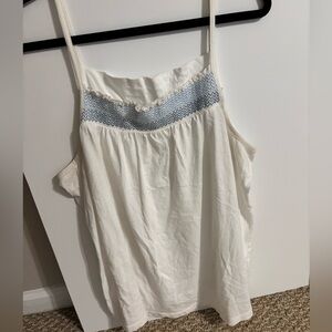 Old Navy White and Blue Smocked Camisole